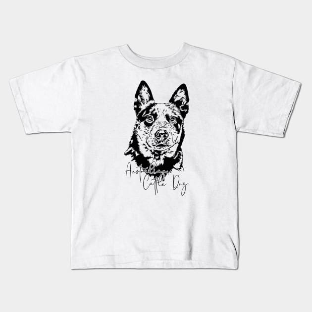 Australian Cattle Dog lover dog portrait Kids T-Shirt by wilsigns